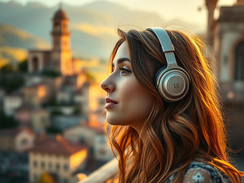 Femme écoutant la bande originale de The Map That Leads to You (2025) en Italie