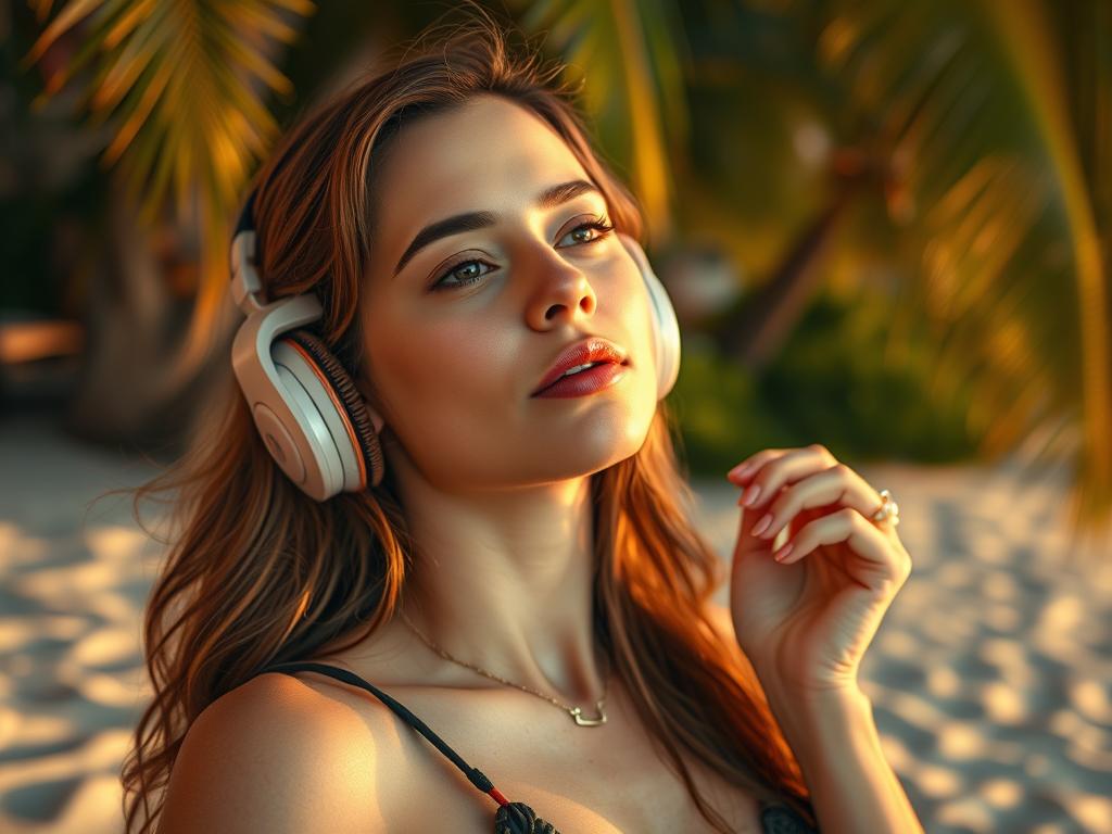 Une femme écoute la musique du film Eden (2025) sur une île des Galápagos, ambiance thriller avec le score de Hans Zimmer et classiques comme Wagner et Bizet.