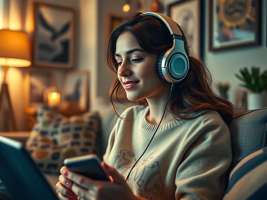 Femme écoutant la musique de la BO Scream 7 (2026) Soundtrack sur son canapé : frissons méta Paramount