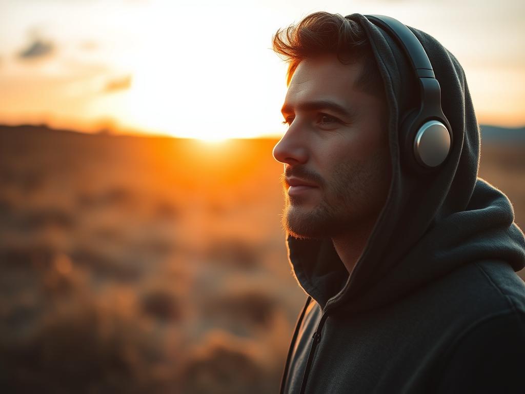 Homme écoutant les 5 titres les plus populaires d’Alex Warren en plein air – 2025