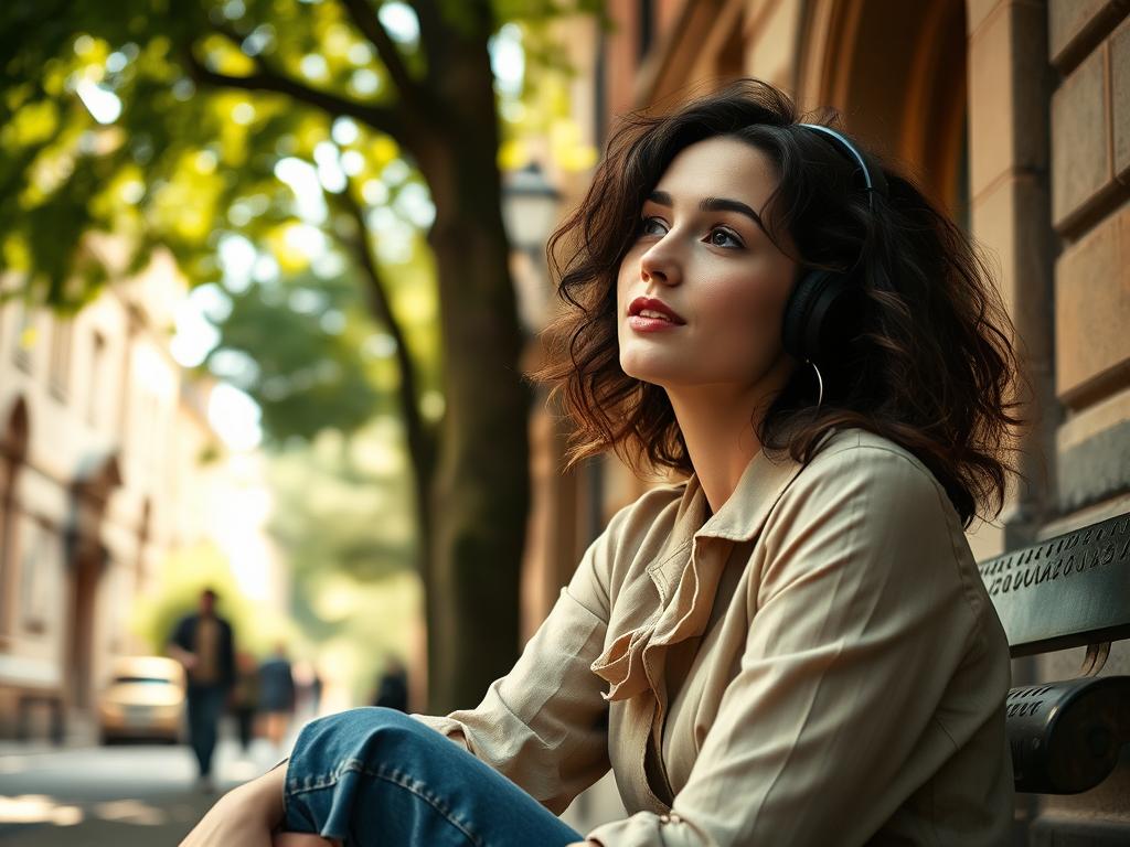 Femme écoutant la musique de la BO Down Cemetery Road Saison 1 (2025) Soundtrack à Oxford : vibes jazzy Apple TV