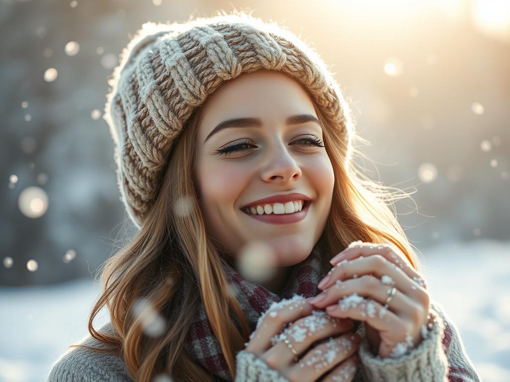 Femme au bonnet écoutant la musique de la BO A Merry Little Ex-Mas (2025) Soundtrack sous la neige : ambiance Noël Netflix