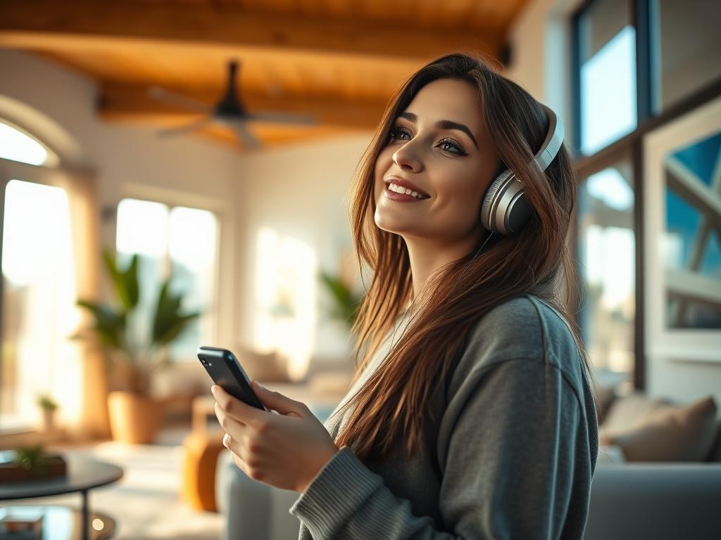 Femme écoutant la musique de la BO Splitsville (2025) Soundtrack chez elle : vibes divorce comique